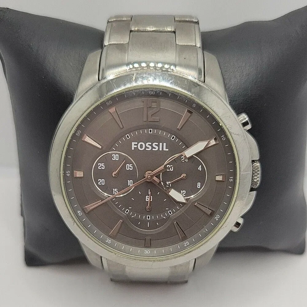 Fossil Grant FS4584 Men's Silver Stainless Steel Analog Dial Quartz Watch AM891